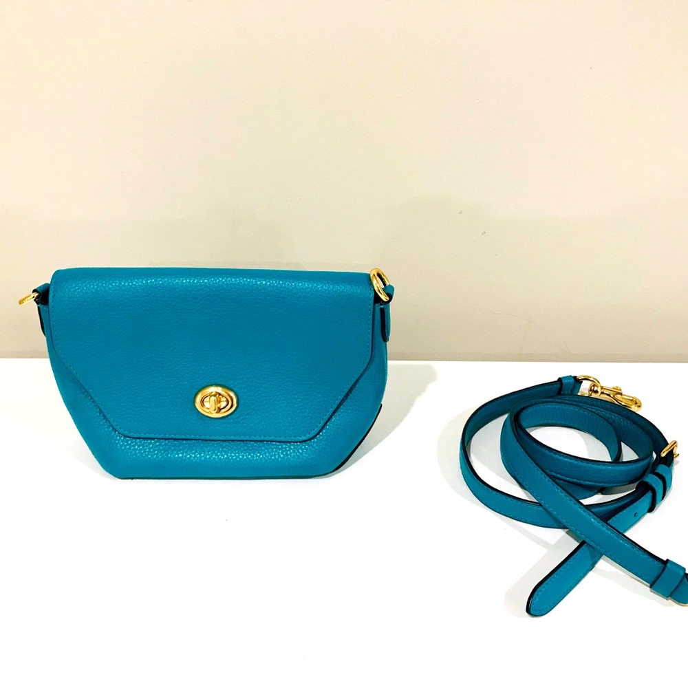COACH Turquoise mini crossbody 100% Leather